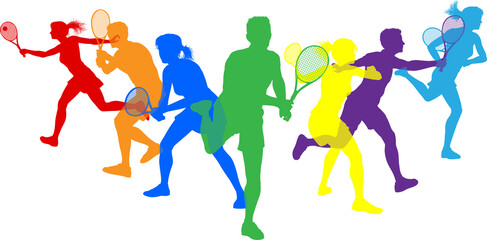 Silhouette Tennis Players Silhouettes Concept