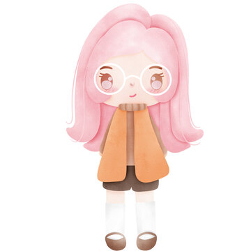 Little pink nerd girl