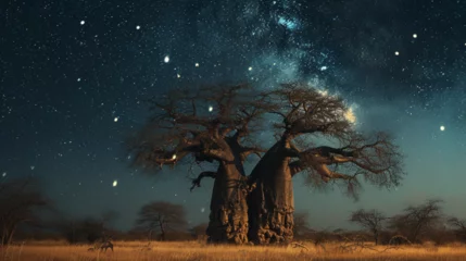 Zelfklevend Fotobehang Baobab tree landscape.  © Vika art