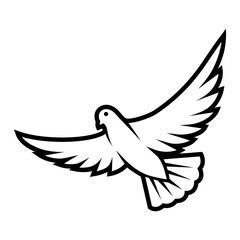 Illustration of stylized dove. Image of wild bird in simple style. Religious symbol.