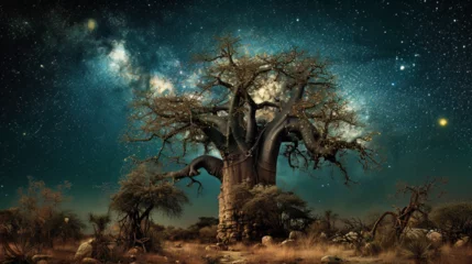 Schilderijen op glas Baobab tree landscape.  © Vika art