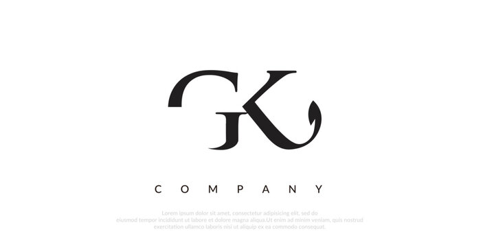 Initial GK Logo Design Vector 