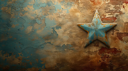 vintage background with star and blue grunge wall background with copy space for San Jacinto day - AI Generated Abstract Art - obrazy, fototapety, plakaty