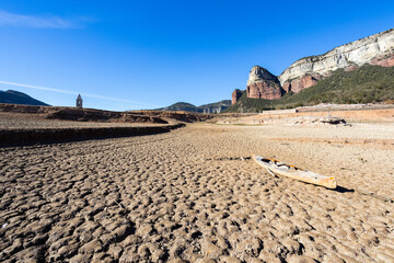 Lack water Sau Reservoir. The swamp is at very low water levels due to lack of rain....