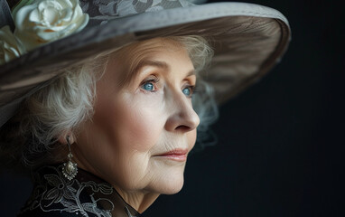 Older Woman Wearing a Hat With Flowers on It