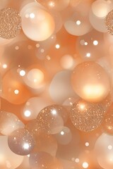 Pastel orange and beige tones with sequins and bokeh effect, fantastic glossy holographic gradient texture. background