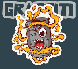 cool vintage sticker design, illustration. mascot character for print die cut sticker