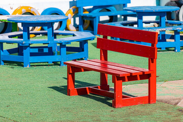 Red bench in the  park