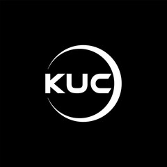 KUC letter logo design with black background in illustrator, cube logo, vector logo, modern alphabet font overlap style. calligraphy designs for logo, Poster, Invitation, etc.