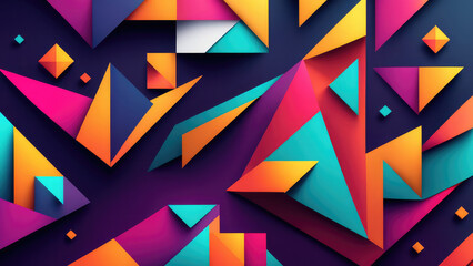 Ai generated. Illustration. Abstract background with vibrant geometric patterns for a dynamic and modern look. Bright colors and angular shapes. modern and bold look. for web design, advertising banne