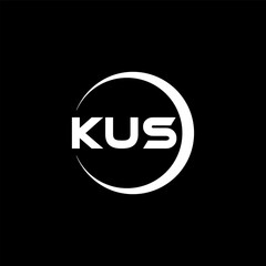 KUS letter logo design with black background in illustrator, cube logo, vector logo, modern alphabet font overlap style. calligraphy designs for logo, Poster, Invitation, etc.