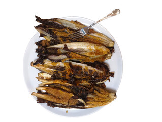 battered and grilled radicchio hearts-