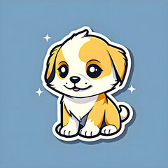 cute cartoon sticker art design of a orange and white terrier dog puppy with floppy ears
