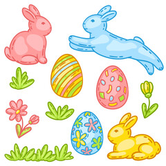 Happy Easter set of object.