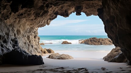 Beautiful view of the sea from the cave