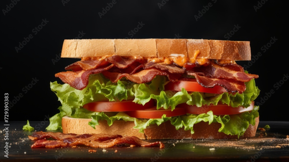 Poster a close-up realistic photo of a classic blt sandwich on a white background generative ai
