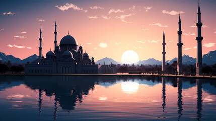 Naklejka premium Ramadan background, celebrating Eid al-Fitr and Ramadhan