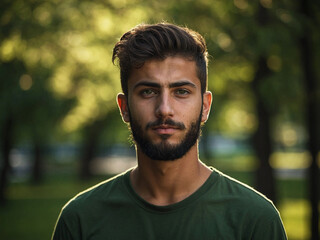 Charming Turkish lad, adorned with captivating hazel eyes, showing innocence in the photo.