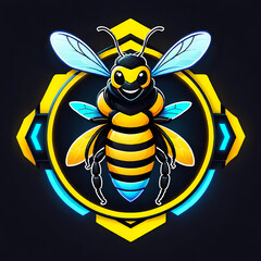 Hornet bee mascot e-sport logo design. Bee modern illustration for badge, emblem, and team gaming esport.