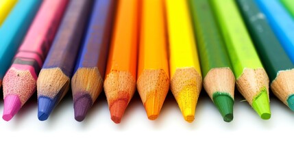 color pencils on white background