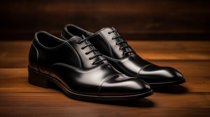 Men's classic Oxford dress shoes Generative AI