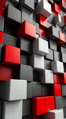 Red grey and white cubes art wallpaper.