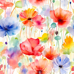 Abstract floral watercolor seamless pattern