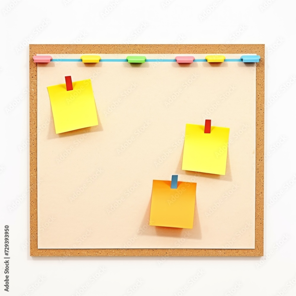 Poster stock image of an office bulletin board on a white background, informative, display and organization