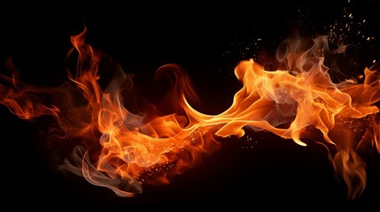 Fototapeta premium Inferno Unleashed: Vivid Flames and Smoke on a Stark Black Background