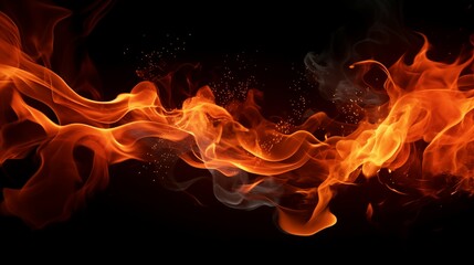 Fototapeta premium Inferno Unleashed: Vivid Flames and Smoke on a Stark Black Background