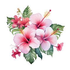 Hawaiian tropical flower watercolor