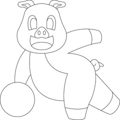 Pig Bowling Bowling ball Animal Vector Graphic Art Illustration