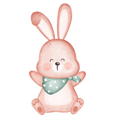 Adorable Rabbit in Playful Poses, Illustration of Easter Bunny 