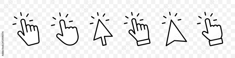 Fototapete Click Cursor. Computer mouse click cursor. Pointer click. Hand pointer symbol. Clicking finger. Pixel cursor or computer mouse pointer. Vector illustration