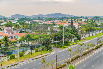 Samborondon avenue aerial view, samborondon, ecuador