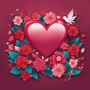  vector heart with gift blank flyer design image for Valentine's Day concept design with blank space for text by AI-generated 