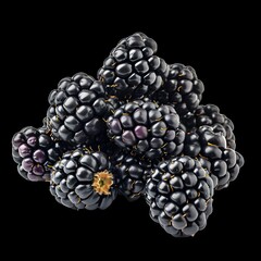 Blackberries in a pile isolated on a transparent or white background, png