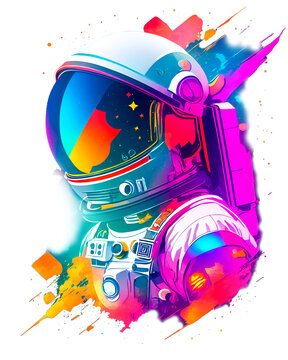 Colorful Illustration Of An Astronaut With Vivid Colors