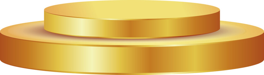 Golden round stage podium for product display, no background