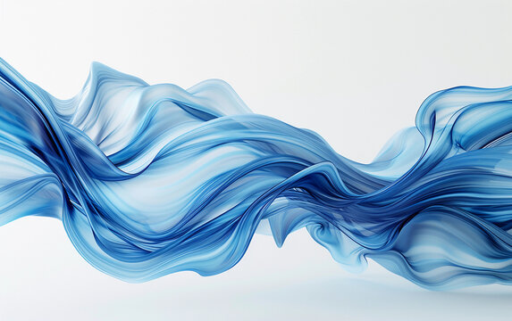 Painting of a Blue Wave on a White Background
