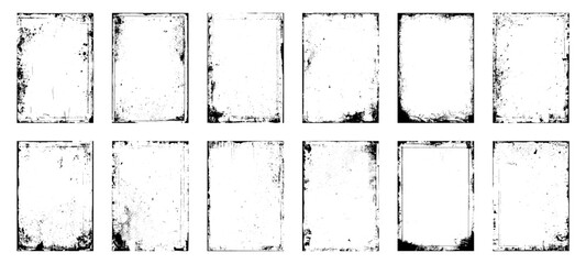 Set of frame different distressed black texture. Distress overlay vector textures. Set of dotted abstract frame. Distressed overlay texture.	
