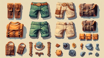 Set of Shorts in Game Asset style