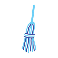 Cartoon Blue Mop Icon