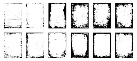 Set of frame different distressed black texture. Distress overlay vector textures. Set of dotted abstract frame. Distressed overlay texture.	