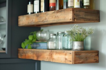 Basic wooden shelves for apartment storage