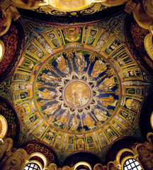 Fototapeta na wymiar Ravenna, Italy November 2.2023 - The Baptistery of Neon or Orthodox Baptistery is a Roman religious building in Ravenna, northeastern Italy.
