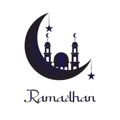 Ramadhan Kareem Illustration The Holy Month with crescent moon. isolated on white background