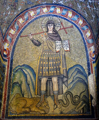 NOVEMBER 2, 2023: An early christian mosaic of Jesus in Saint Andrew chapel, Ravenna, Italy