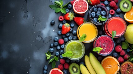fruit smoothies on a slate plate