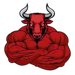 strong bull mascot vector art illustration muscle bull design